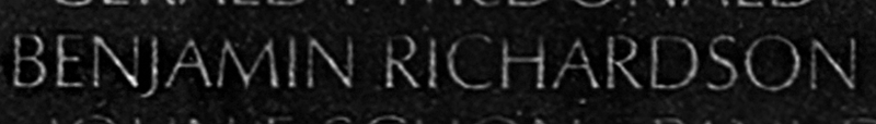 Benjamin Richardson's name inscribed on the wall.